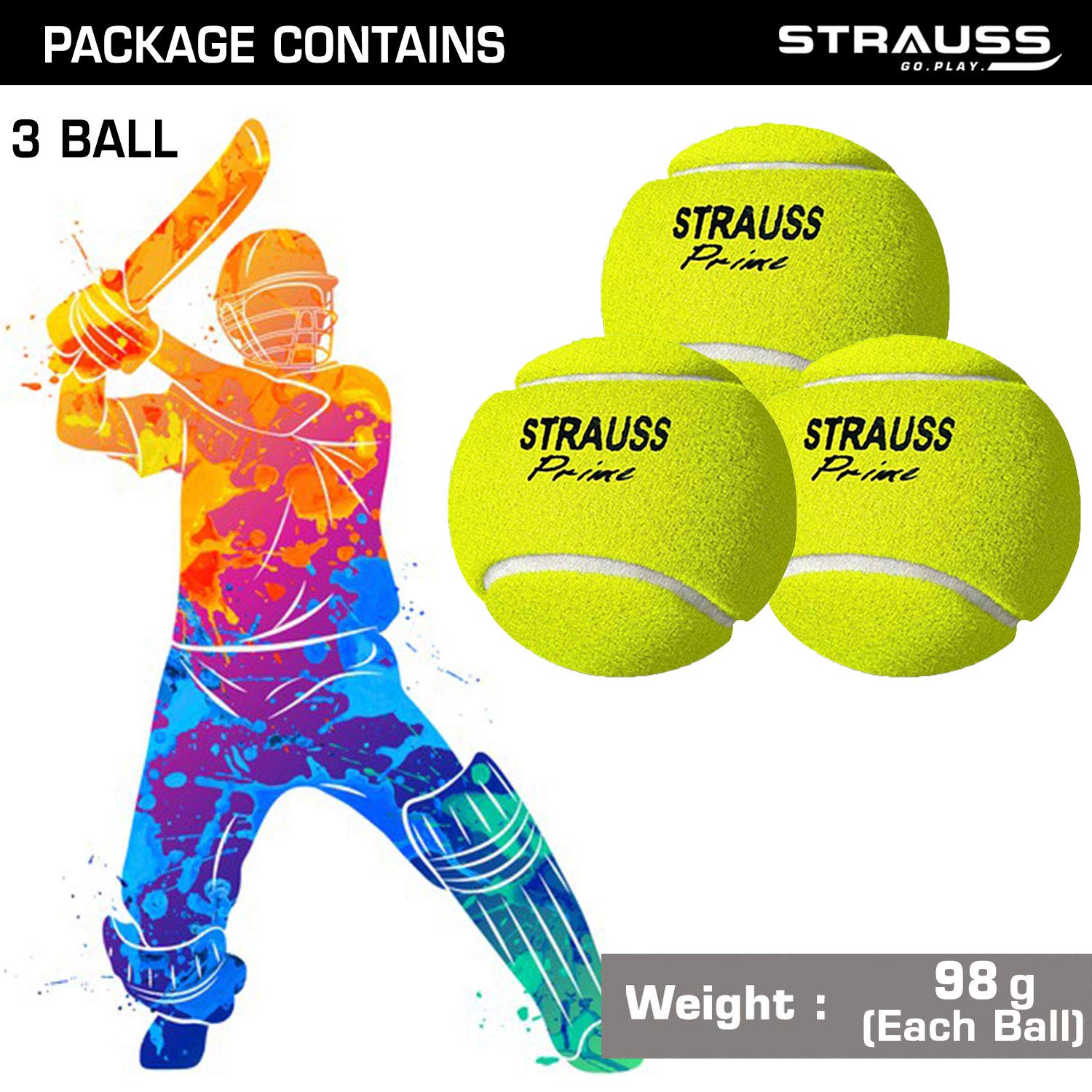STRAUSS Tennis Cricket Ball, (Pack of 12) (Light Weight)
