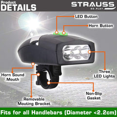 Strauss Bicycle LED Headlight with Horn