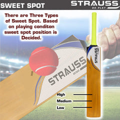 Strauss Blaster Scoop Tennis Cricket Bat,Full Duco,Golden, (Wooden Handle)