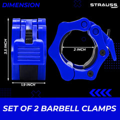 Strauss Barbell Lock Collars, (Blue)