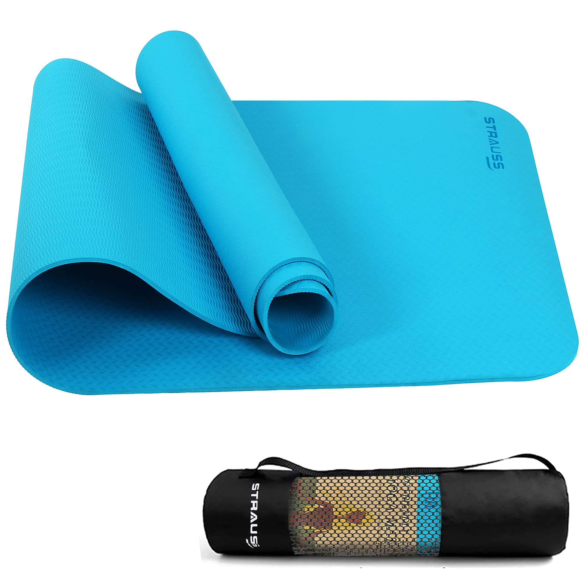 Strauss PE Eco-Friendly Yoga Mat, 6 mm (Blue)