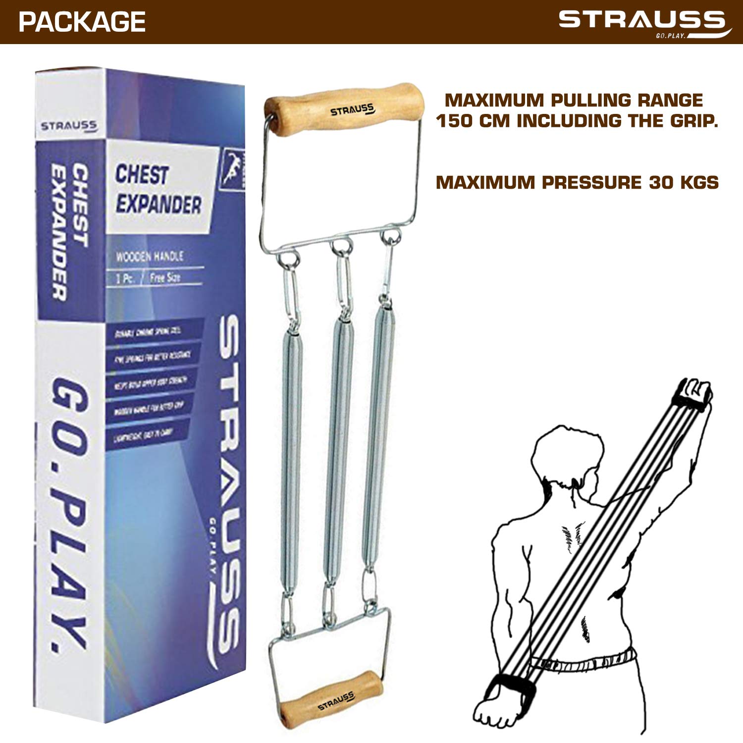 Chest Spring Out Strauss Chest Expander with 3 Springs – StraussSport