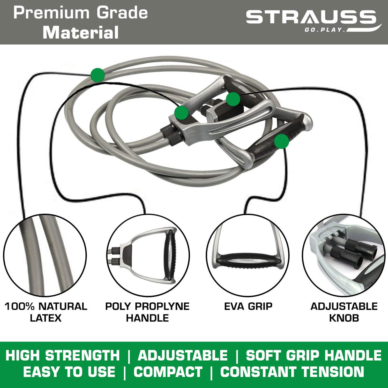 Strauss Double Toning Tube, (Grey) With Skipping Rope