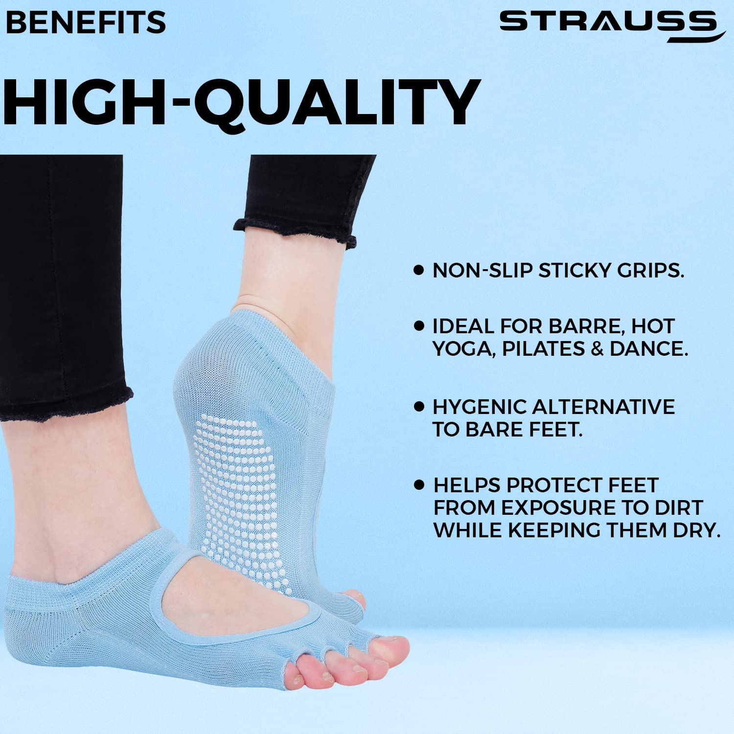 Strauss Yoga Socks, (Sky Blue)