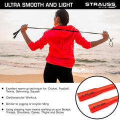 Strauss Skipping Rope | Skipping Rope for Women, Men & Kids | Fitness Exercise Equipment | Jumping Rope for Gym, Exercise, Training, Workout & Weight Loss|, (Orange)