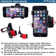 STRAUSS Cycle Mobile Phone Holder with Mount Bracket, (Black)