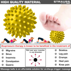 Strauss Acupressure Massage Ball 3.5 Inches, (Yellow)