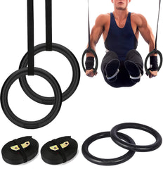 Strauss ABS Gymnastics Ring with Adjustable Straps for Crossfit & Strength Training, (Black)