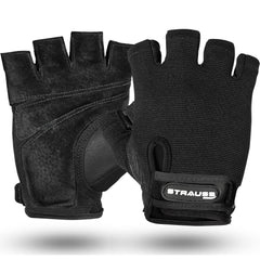 STRAUSS Stretch-Back Gym Gloves with Leather Palm, (Medium)