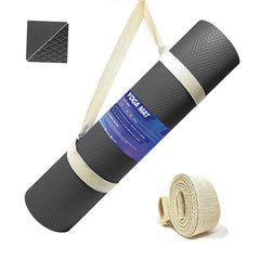 Strauss Anti Skid EVA Yoga Mat with Carry Strap, 4mm, (Black)