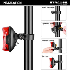 Strauss Dual LED Bicycle Rear Tail Light | Waterproof LED Rear Light | Portable & Rechargeable Cycle Back Light | Size: Universal