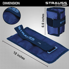 Strauss Ankle Weight, 1 Kg (Each), Pair, (Blue)