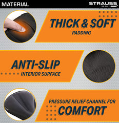 Strauss Bicycle Premium Extra Soft Saddle Foam Seat Cover with Anti-Slip Granules & Soft, Thick Padding | Superior Comfort, Breathable Design | Comes with Adjustable Rope Straps | Fits Narrow Saddle