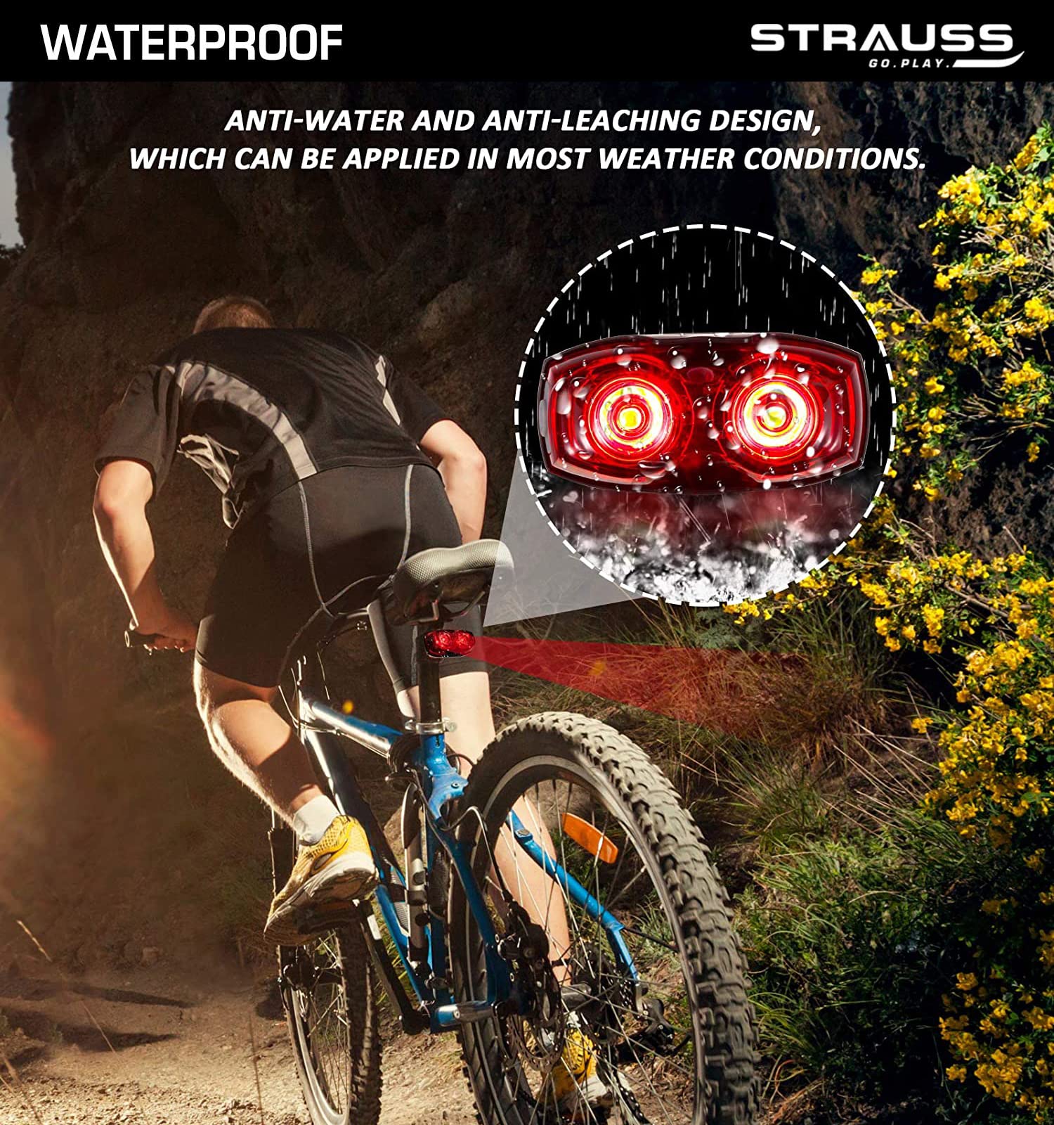 Strauss Dual LED Bicycle Rear Tail Light Waterproof LED Rear