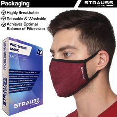 STRAUSS Unisex Anti-Bacterial Protection Mask, Non Vent, Medium, (Red)