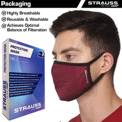STRAUSS Unisex Anti-Bacterial Protection Mask, Non Vent, Small, (Red)