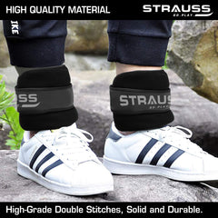 Strauss Round Shape Ankle Weight, 1 Kg (Each), Pair, (Black)