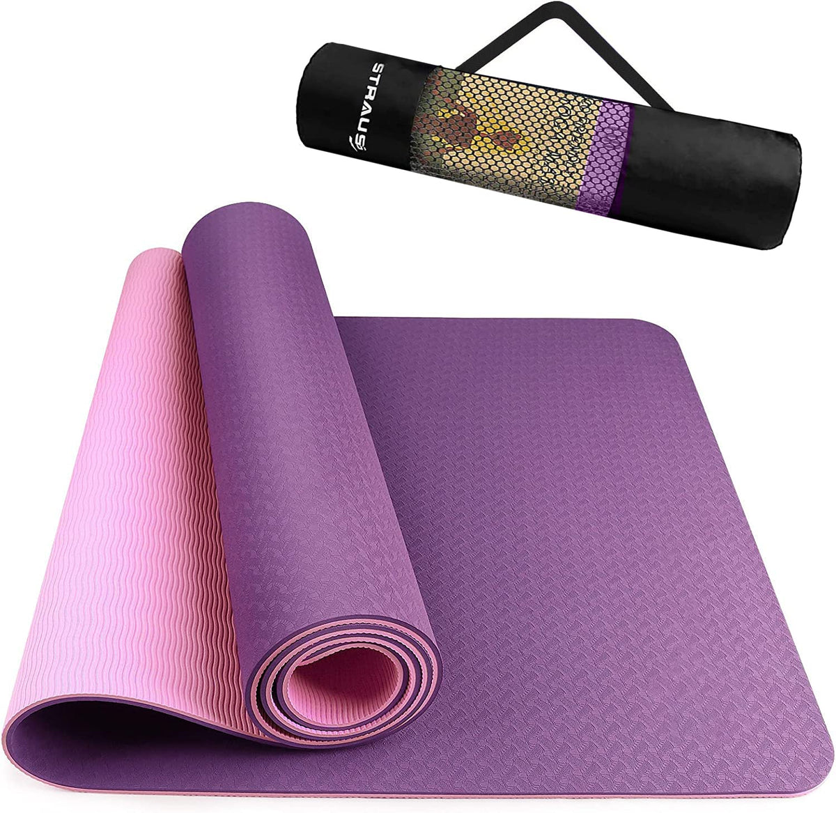 Strauss TPE Eco Friendly Dual Layer Yoga Mat, 6 mm (Pink)