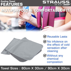 STRAUSS Cooling Towel, 90 cm, (Grey)