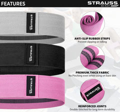 Strauss Premium Fabric Resistance Bands, Single, (Grey)