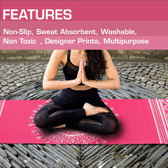 Strauss Meditation Designer Yoga Mat 5 mm (Pink), Yoga Block Dual Color (Pink)  Pair, Anti-Slip Yoga Towel (Blue) and Yoga Belt (Orange)