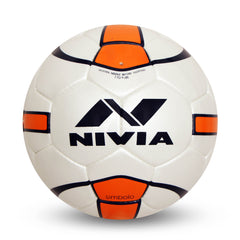 Nivia Simbolo Football, Size 5 (White/Orange), Leather