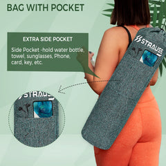 STRAUSS Jute Yoga Mat Bag with Shoulder Strap, (Green)