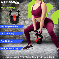 Strauss PVC Kettlebell Weights, 3Kg, (Red)