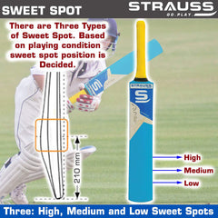 Strauss PW-200 Popular Willow Cricket Bat with Ball, Blue
