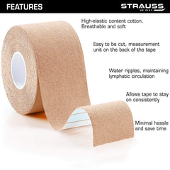 Strauss Kinesiology Sports Tape Knee, Calf & Thigh Support (Beige)
