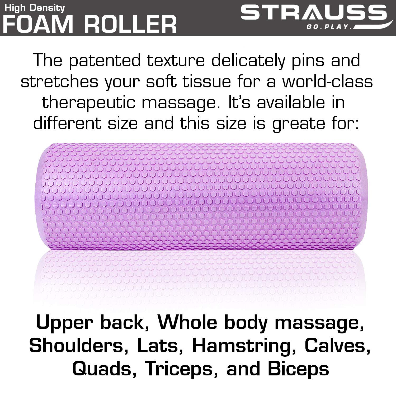 Strauss Yoga Block (Purple) and Foam Roller (Purple), 30 CM