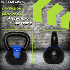 Strauss PVC Kettlebell Weights, 3Kg, (Blue)