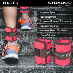 Strauss Ankle Weight, 0.5 Kg (Each), Pair, (Pink)