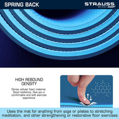 Strauss TPE Eco Friendly Dual Layer Yoga Mat, 6 mm (Blue)