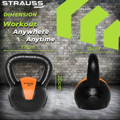 Strauss PVC Kettlebell Weights, 3Kg, (Orange)
