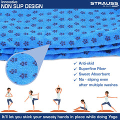 Strauss Yoga Mat Butterfly (Pink) 5 MM, Yoga Block Dual Color (Pink)  Pair, Anti-Slip Yoga Towel (Blue) and Yoga Belt (Orange)