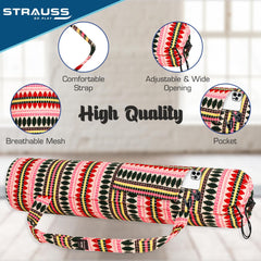 STRAUSS Jacquard Yoga Mat Bag | for Both Men and Women |Breathable, Durable and Long- Lasting| Suitable for Yoga Mat, Travel and Gym | Eco- Friendly and Washable |(Multicolor Pattern)