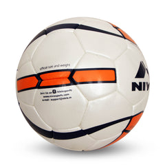 Nivia Simbolo Football, Size 5 (White/Orange), Leather