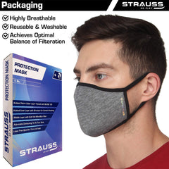 STRAUSS Unisex Anti-Bacterial Protection Mask, Non Vent, Large, (Grey)