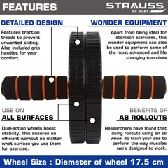Strauss Adjustable Hand Grip Strengthener, (Black/Orange) With Double Exercise Wheel And Skipping Rope