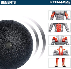 Strauss Yoga & Lacrosse Massage Single Lightweight Peanut Shaped Ball | Ideal for Physiotherapy, Deep Tissue Massage, Trigger Point Therapy, Muscle Knots | High-Density Roller & Acupressure Ball for Myofascial Release & Pain Relief, (Black)