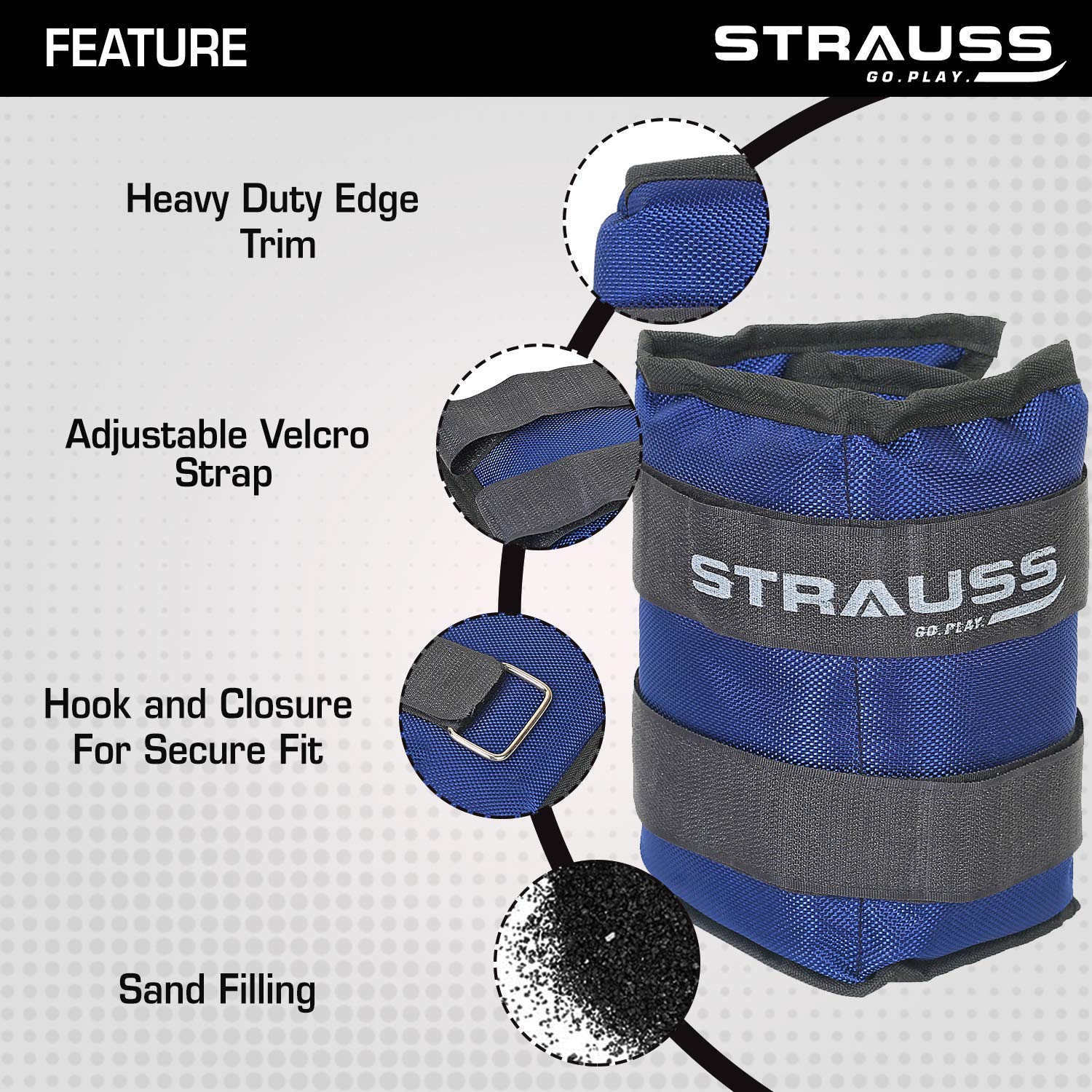 Strauss Ankle Weight, 2.5 Kg (Each), Pair, (Blue)