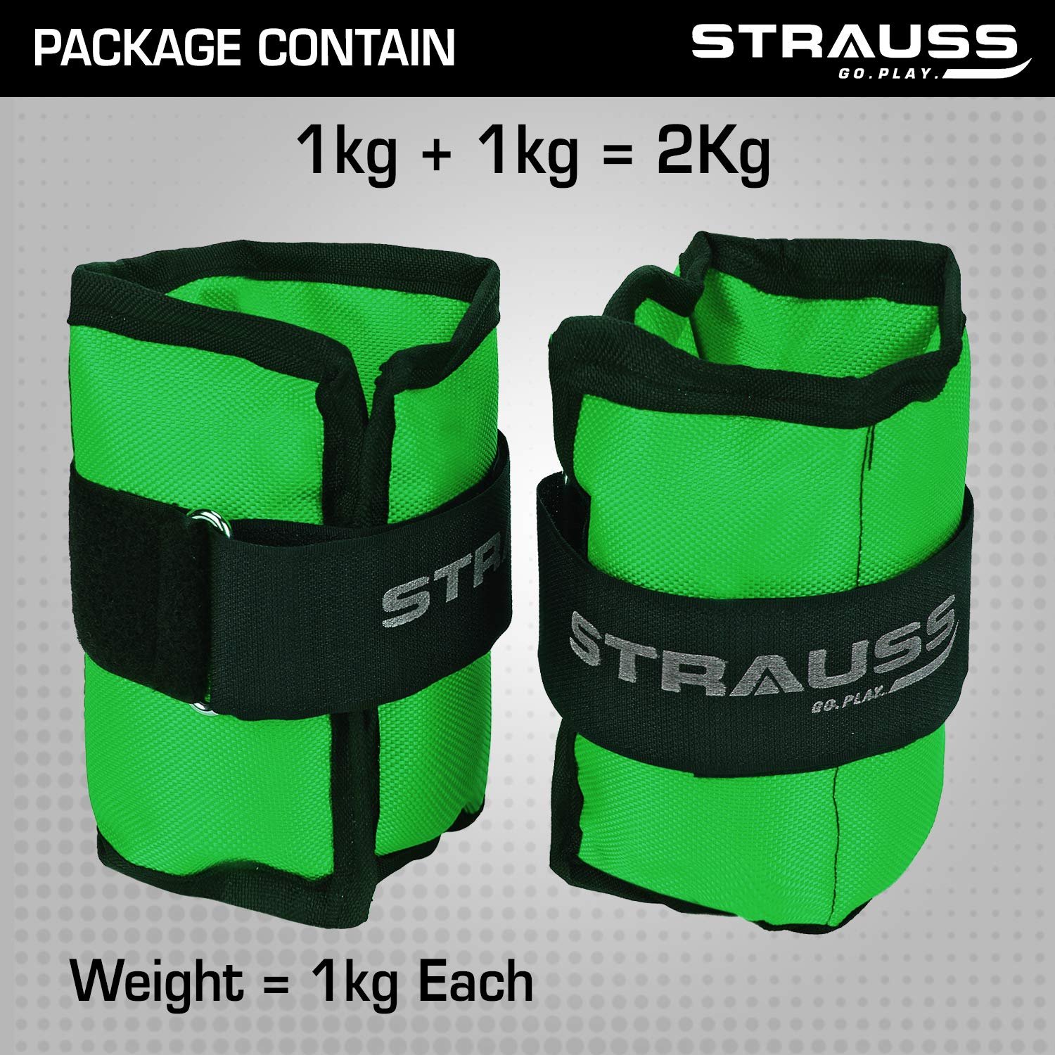 Strauss Ankle Weight, 1 Kg (Each), Pair, (Green)
