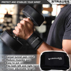Strauss Wrist Support, Single (Free Size, Black)