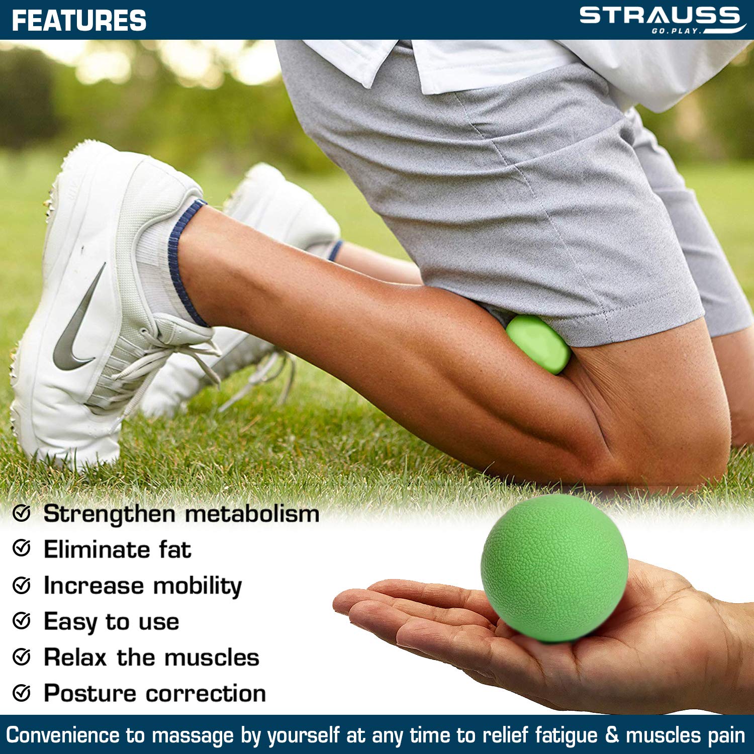 Strauss Yoga Massage Ball, (Green)