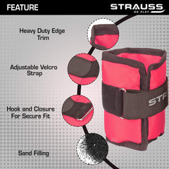 Strauss Ankle Weight, 1 Kg (Each), Pair, (Pink)