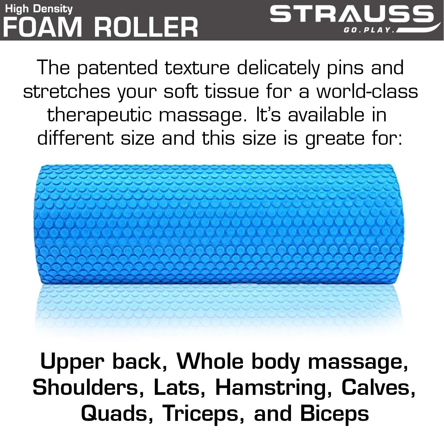 Strauss Yoga Foam Roller, 30cm (Blue) and Yoga Belt (Blue)