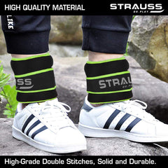 Strauss Round Shape Ankle Weight, 1 Kg (Each), Pair, (Green)