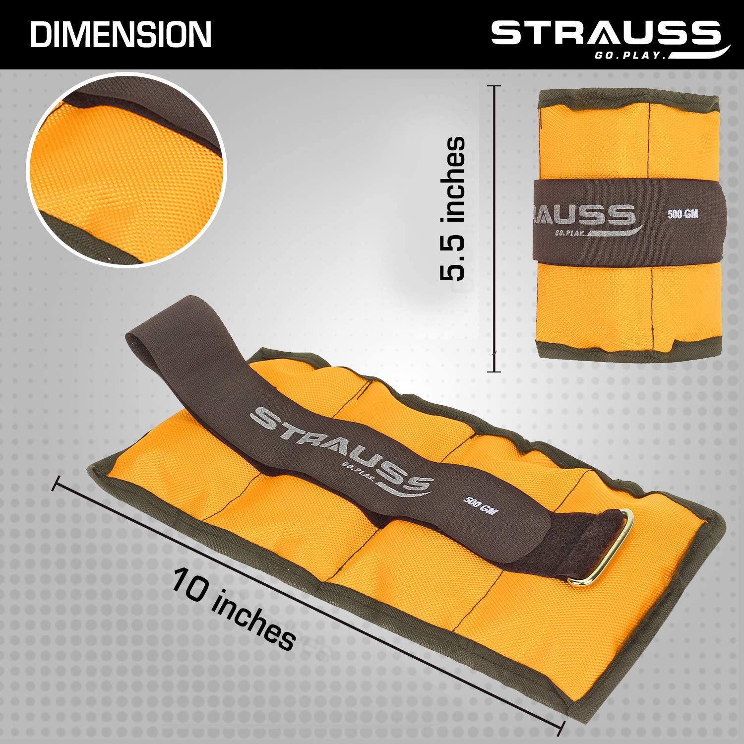 Strauss Ankle Weight, 0.5 Kg (Each), Pair, (Yellow)