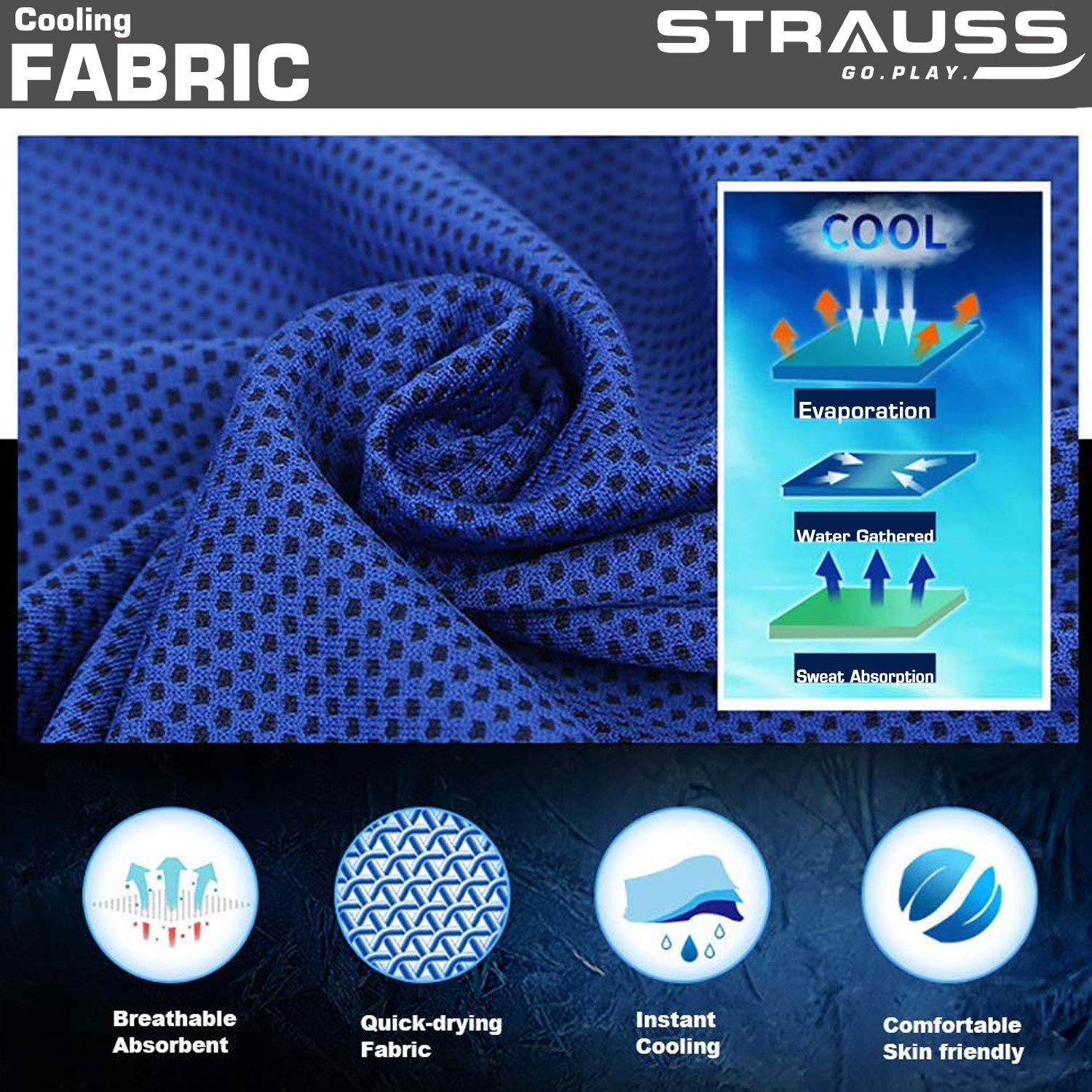 Strauss Eco-Friendly Single Texture TPE Yoga Mat 6 mm (Blue), Yoga Block (Purple) Pair, Anti-Slip Yoga Towel (Blue) and Yoga Belt (Blue)